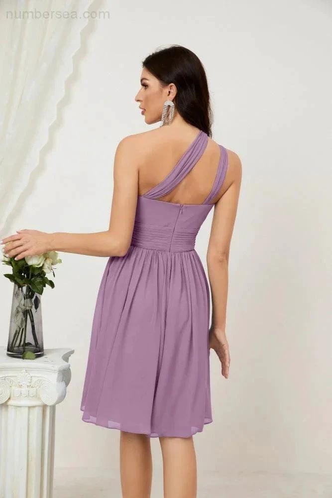 ZapDress Women Chiffon Short One Shoulder Bridesmaid Dress Formal Dresses for Party Homecoming  2804 (ZD16948)