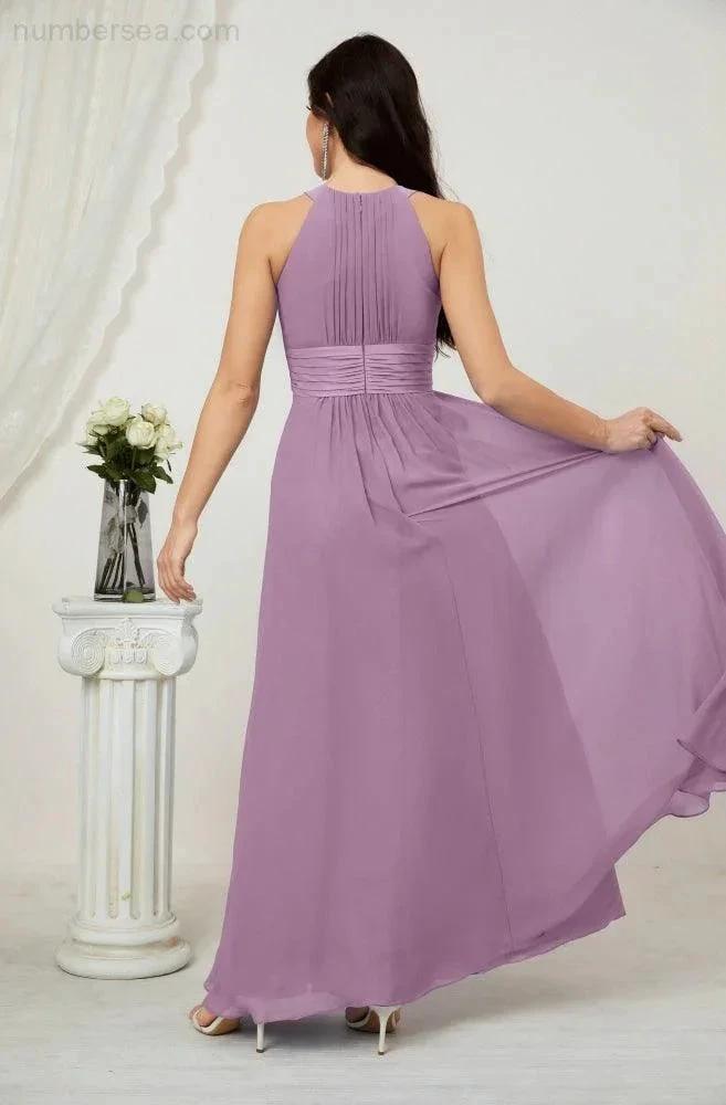 ZapDress Formal Party Gown Dress Chiffon Halter Long Sleeveless Bridesmaid Dresses 2802 (ZD16960)