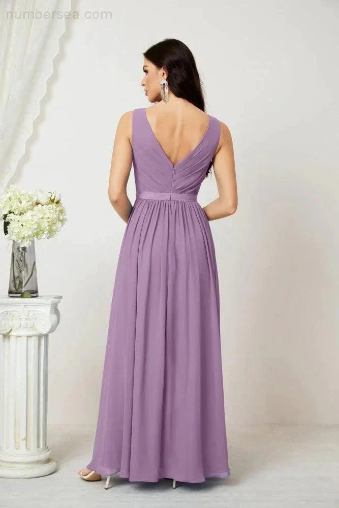 Women's Chiffon Long Bridesmaid Dresses A line Sleeveless Formal Prom Gown for Evening Party Homecoming Dresses 2808 (ZD16947)