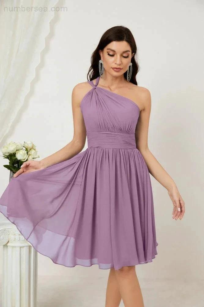 ZapDress Women Chiffon Short One Shoulder Bridesmaid Dress Formal Dresses for Party Homecoming  2804 (ZD16948)