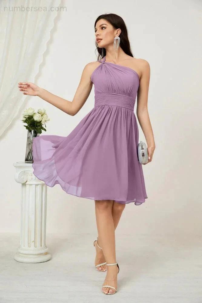 ZapDress Women Chiffon Short One Shoulder Bridesmaid Dress Formal Dresses for Party Homecoming  2804 (ZD16948)