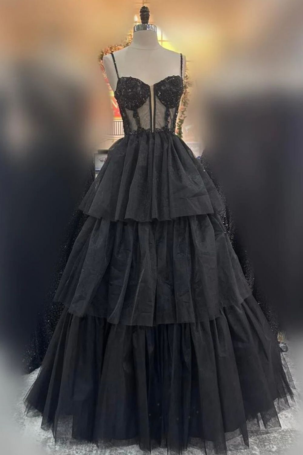 Charming A-Line Spaghetti Straps Pink Corset Prom Dress with Appliques - View 5 | FashionDia