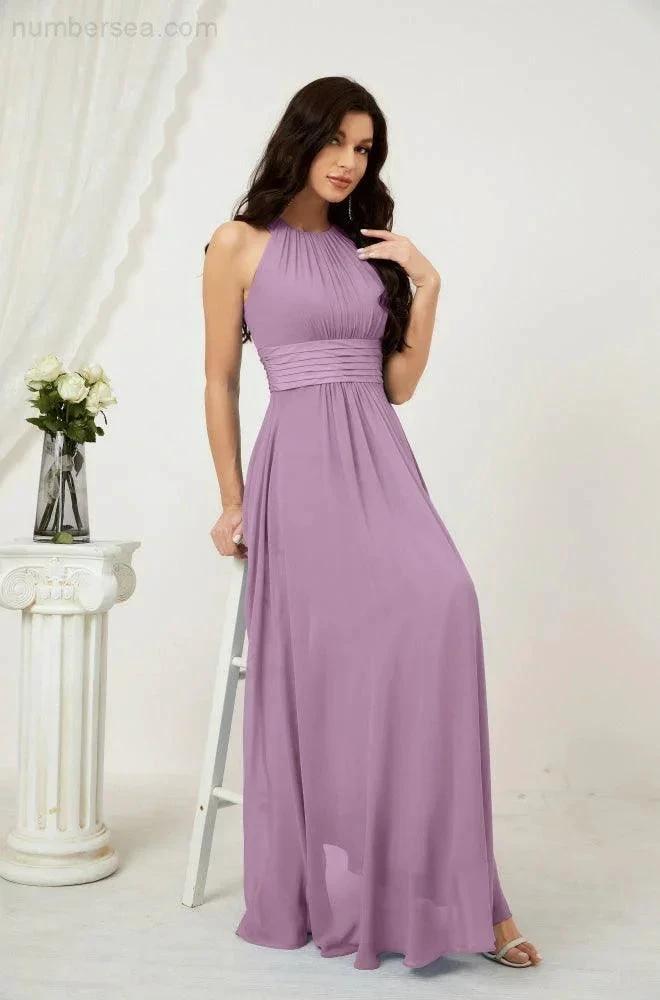ZapDress Formal Party Gown Dress Chiffon Halter Long Sleeveless Bridesmaid Dresses 2802 (ZD16960)