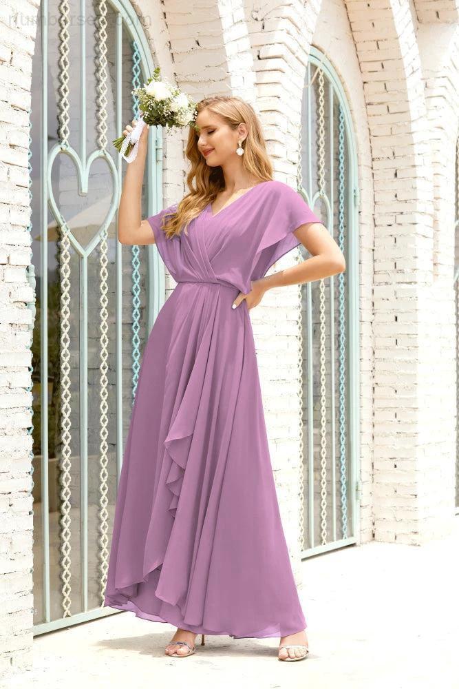 Zapdress Mother of The Bride Dresses Plus Size V-Neck Floor Length Formal Prom Dress for Wedding Guest 28020 (ZD17058)