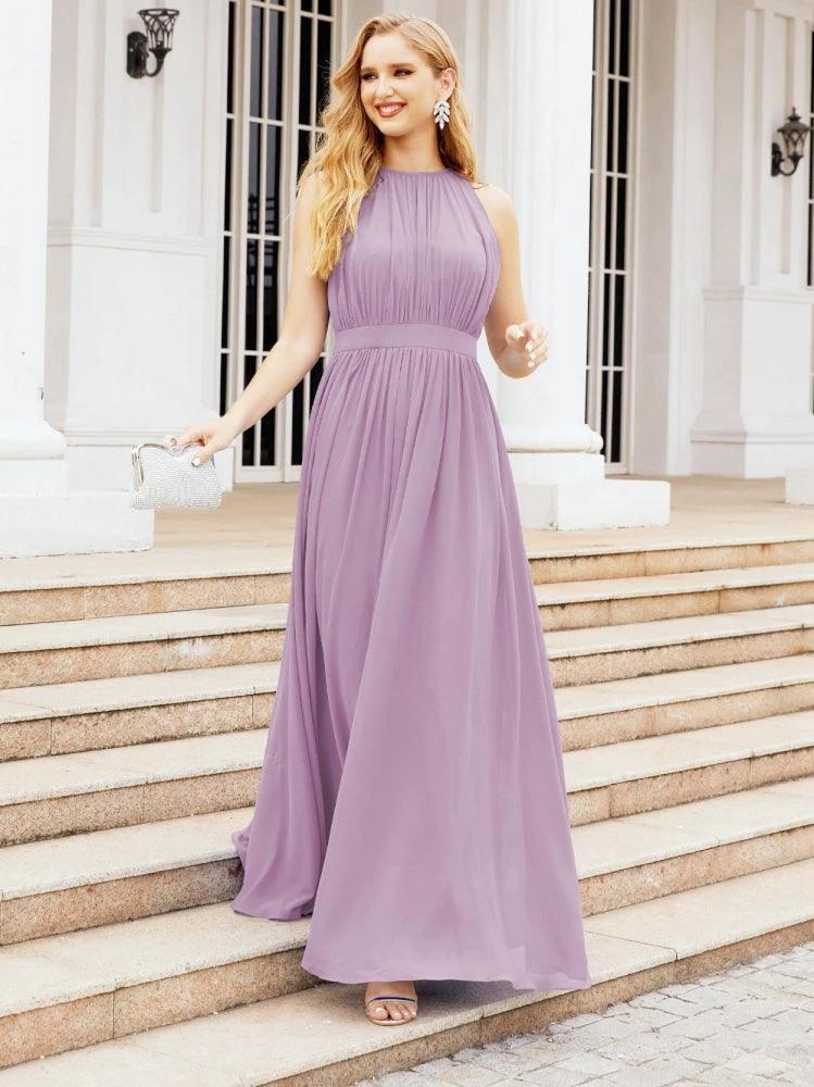 Numbersea Halter Bridesmaid Dress Empire Waist Formal Evening Prom Gown for Mother of The Bride 28030 by numbersea