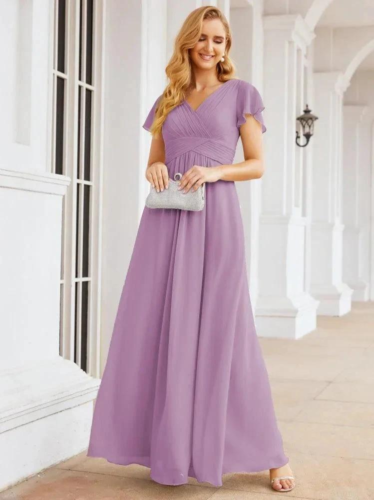 Numbersea Formal Prom Gowns for Mother of The Bride Cap Sleeves Bridesmaid Dress 28047 by numbersea