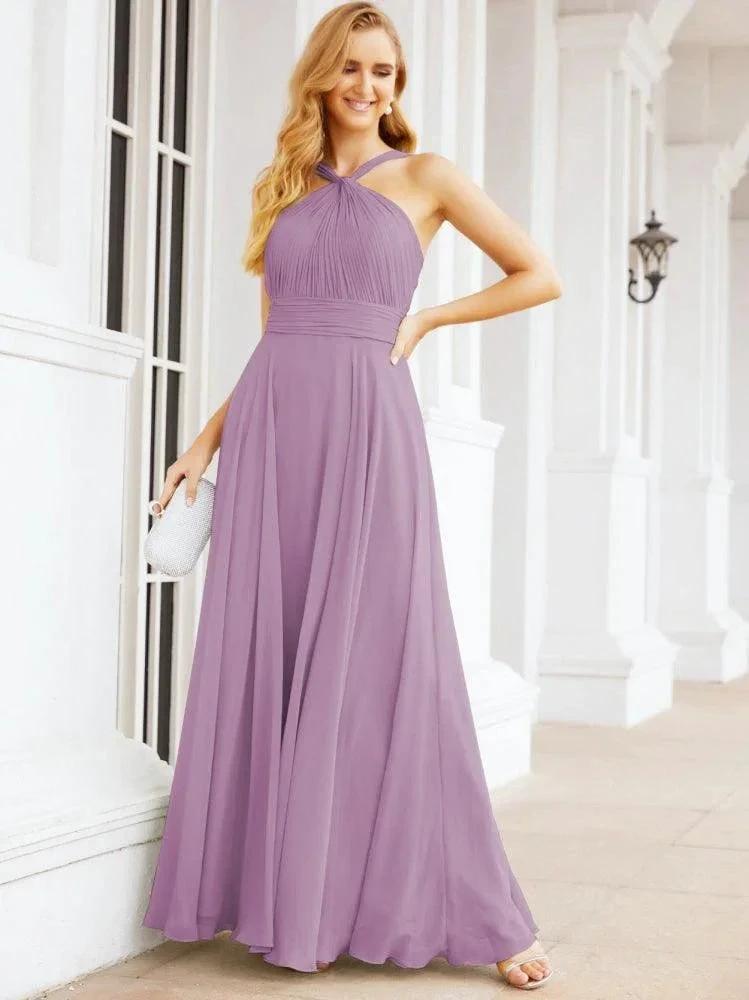 Numbersea Crisscross Halter Bridesmaid Dresses for Party Wedding Evening Prom Maxi Ball Gowns 28053 by numbersea
