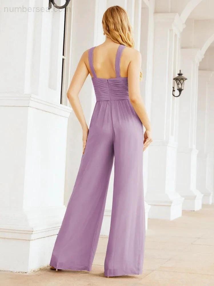 ZapDress Crisscross Neck Jumpsuit Formal Evening Dress Long Bridesmaid Dresses Bell-bottomed Pants 28033 (ZD17024)
