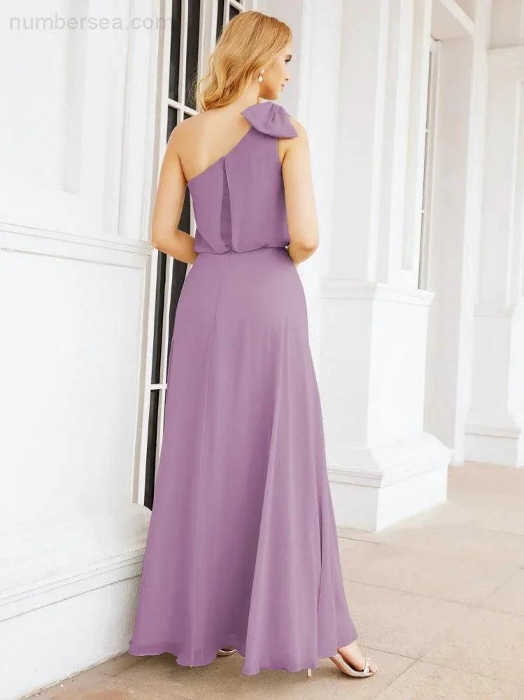 ZapDress Chiffon Ruffled One Shoulder Sleeveless Long Bride Dresses A-line Formal Evening Gown Side Split 28057 (ZD17041)