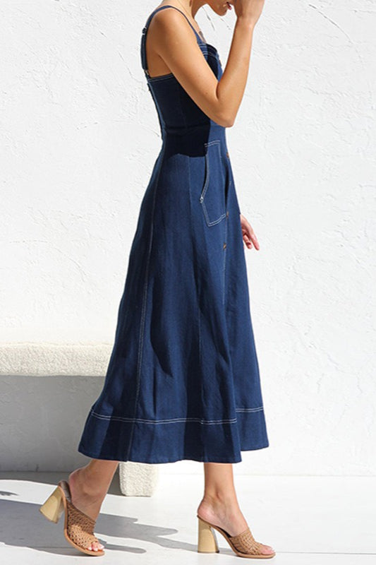 Casual Button-Up Denim Dress - View 5 | VelvetHem