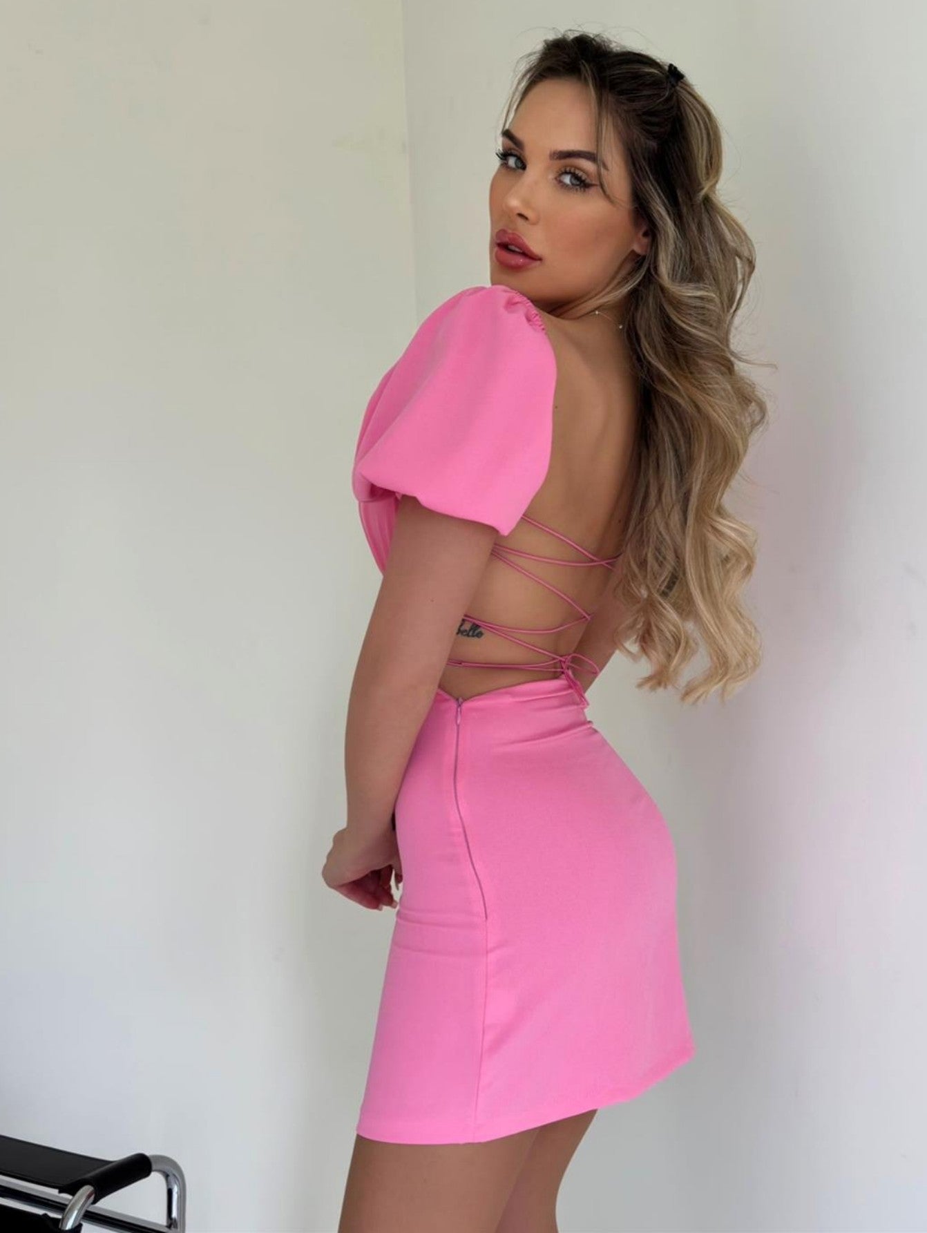 Puff Sleeves Tight Aquare Collar Graduation Party Dress - Fashionpara