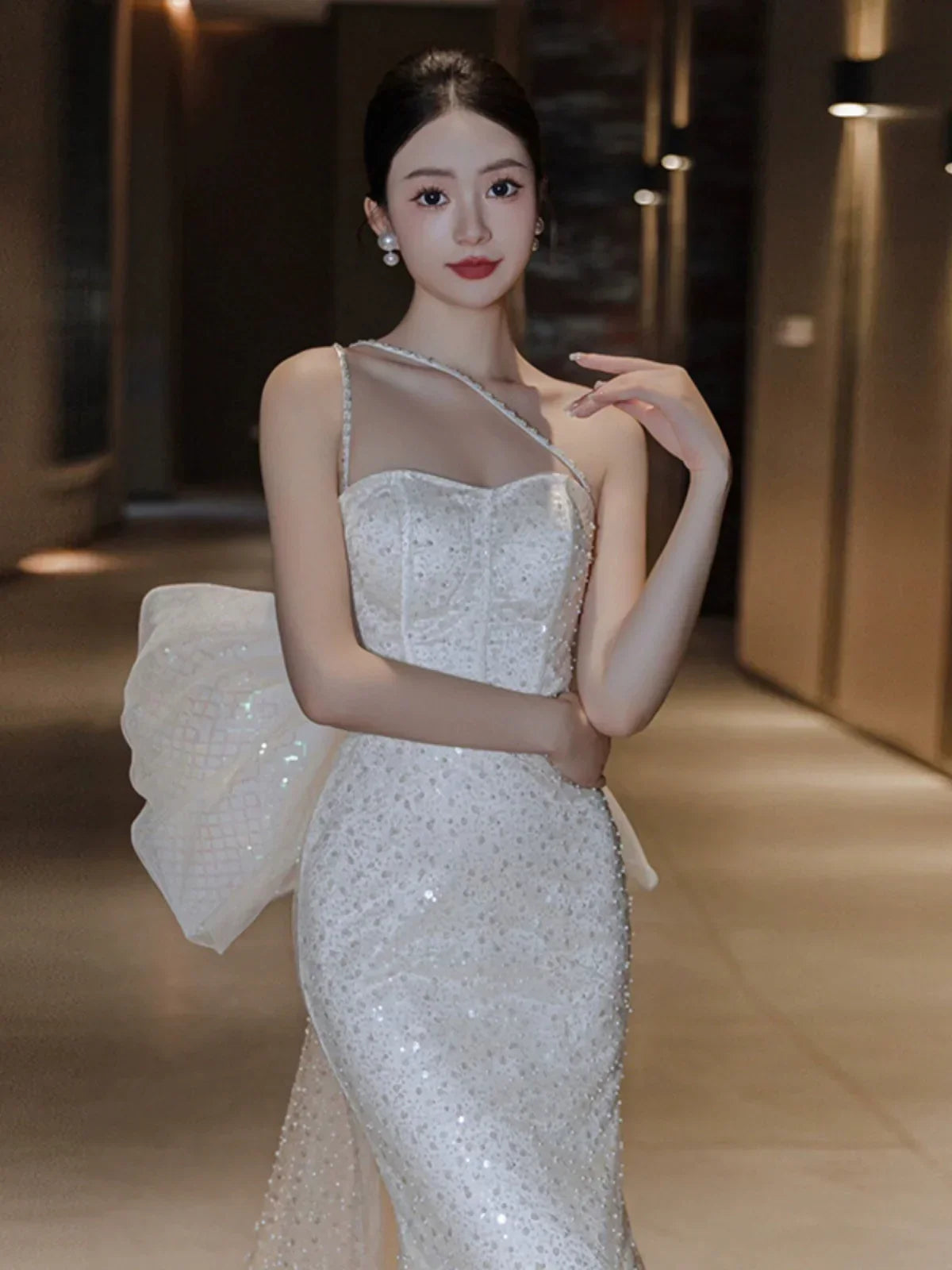 Sexy Mermaid Long Wedding Dress Evening Party Dresses - View 4 | VelvetHem