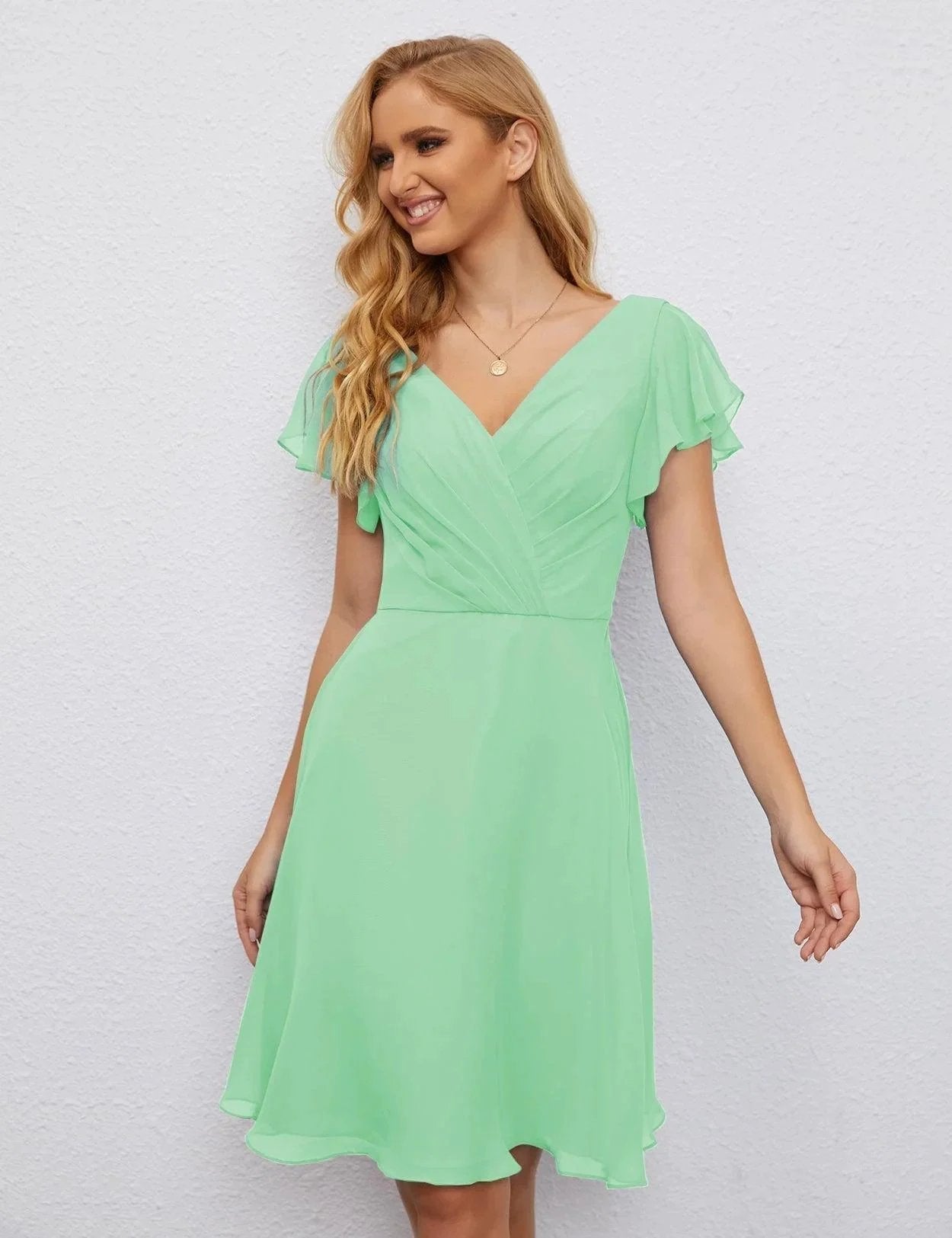 ZapDress U Back Homecoming Dress Formal Prom Dress Knee Length Short Sleeves Cocktail Party Dress 28077 (ZD16953)
