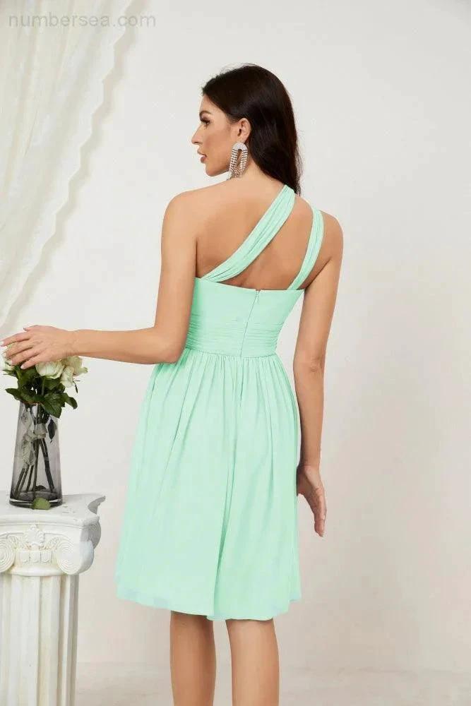 ZapDress Women Chiffon Short One Shoulder Bridesmaid Dress Formal Dresses for Party Homecoming  2804 (ZD16948)