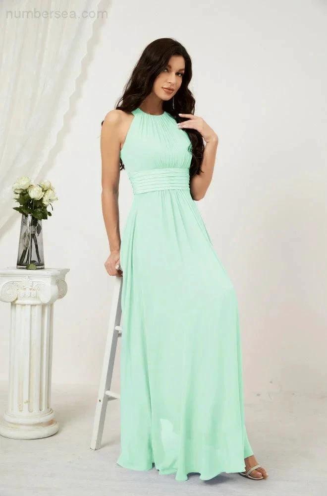 ZapDress Formal Party Gown Dress Chiffon Halter Long Sleeveless Bridesmaid Dresses 2802 (ZD16960)