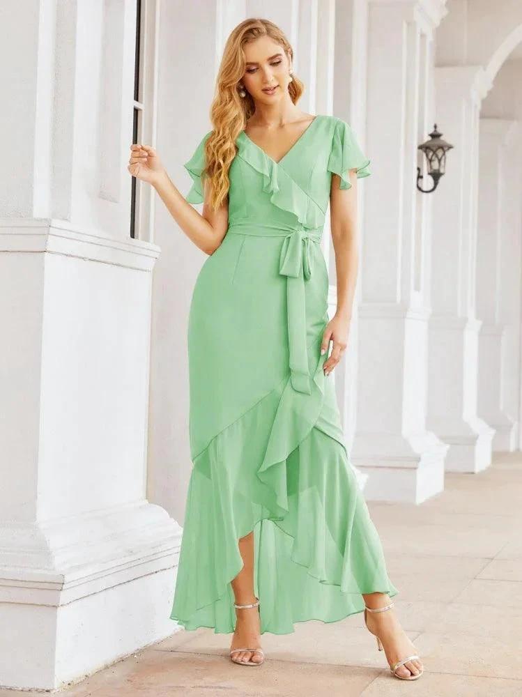 Numbersea Ruffled Bridesmaid Dresses Mermaid Formal Violin Evening Party Prom Gowns 28042 by numbersea