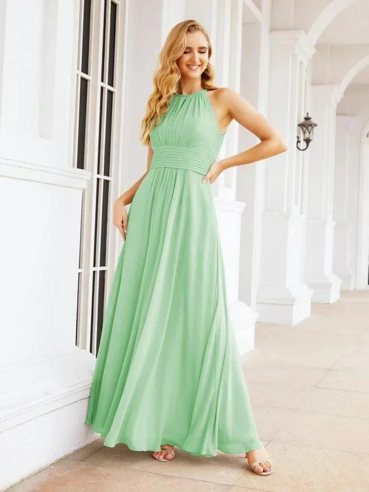 Numbersea Keyhole Bridesmaid Dresses Sleeveless Formal Evening Party Prom Gowns 28043 by numbersea