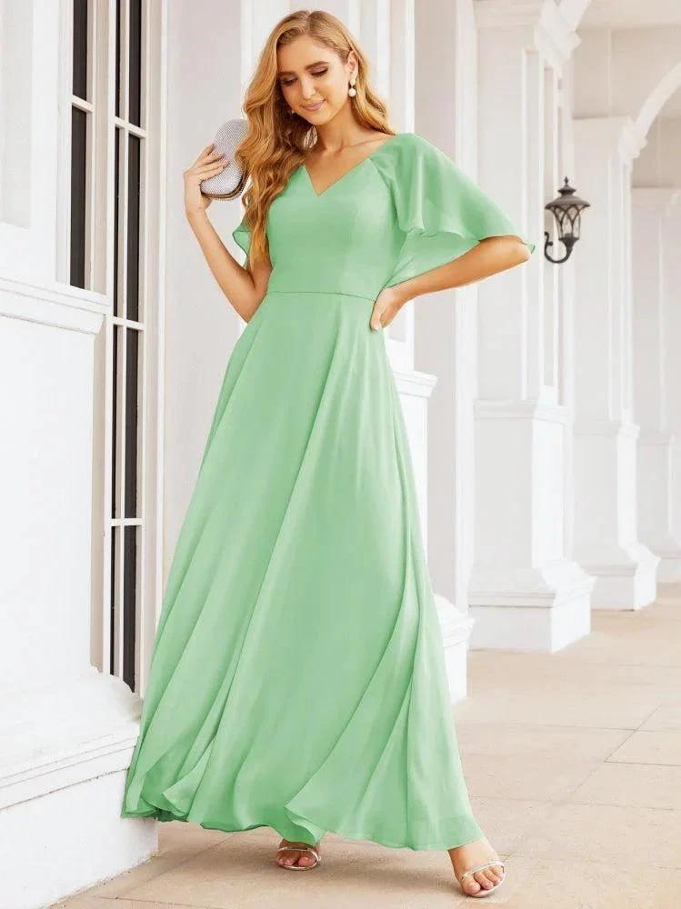 Numbersea Bridesmaid Dresses for Wedding Formal Evening Party Prom Gown with Cape 28050 by numbersea