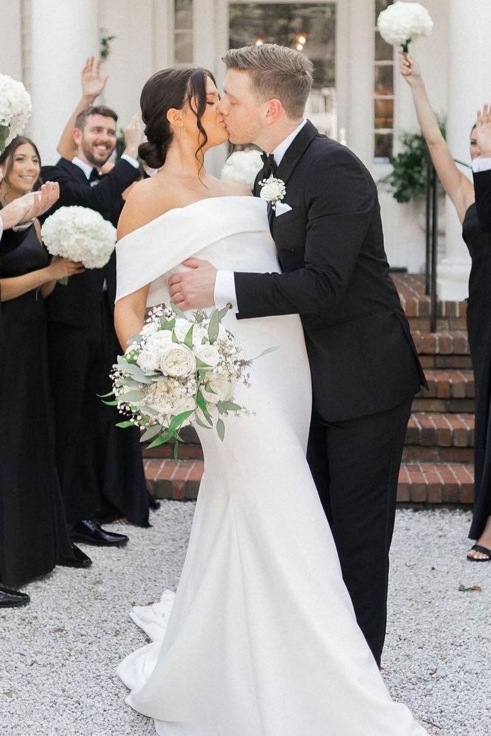 Charming Mermaid Off-the-Shoulder White Long Wedding Dress with Train - View 2 | FashionDia