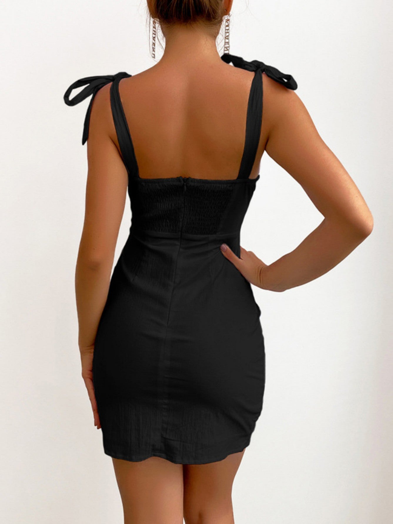 White V Neck Lace Up Sexy Short Graduation Dress - Fashionpara