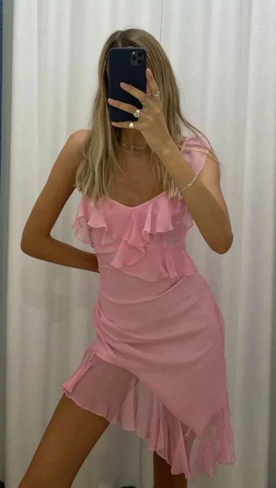 Pink Short Homecoming Dress Party Gown Y1956 by simplepromdress