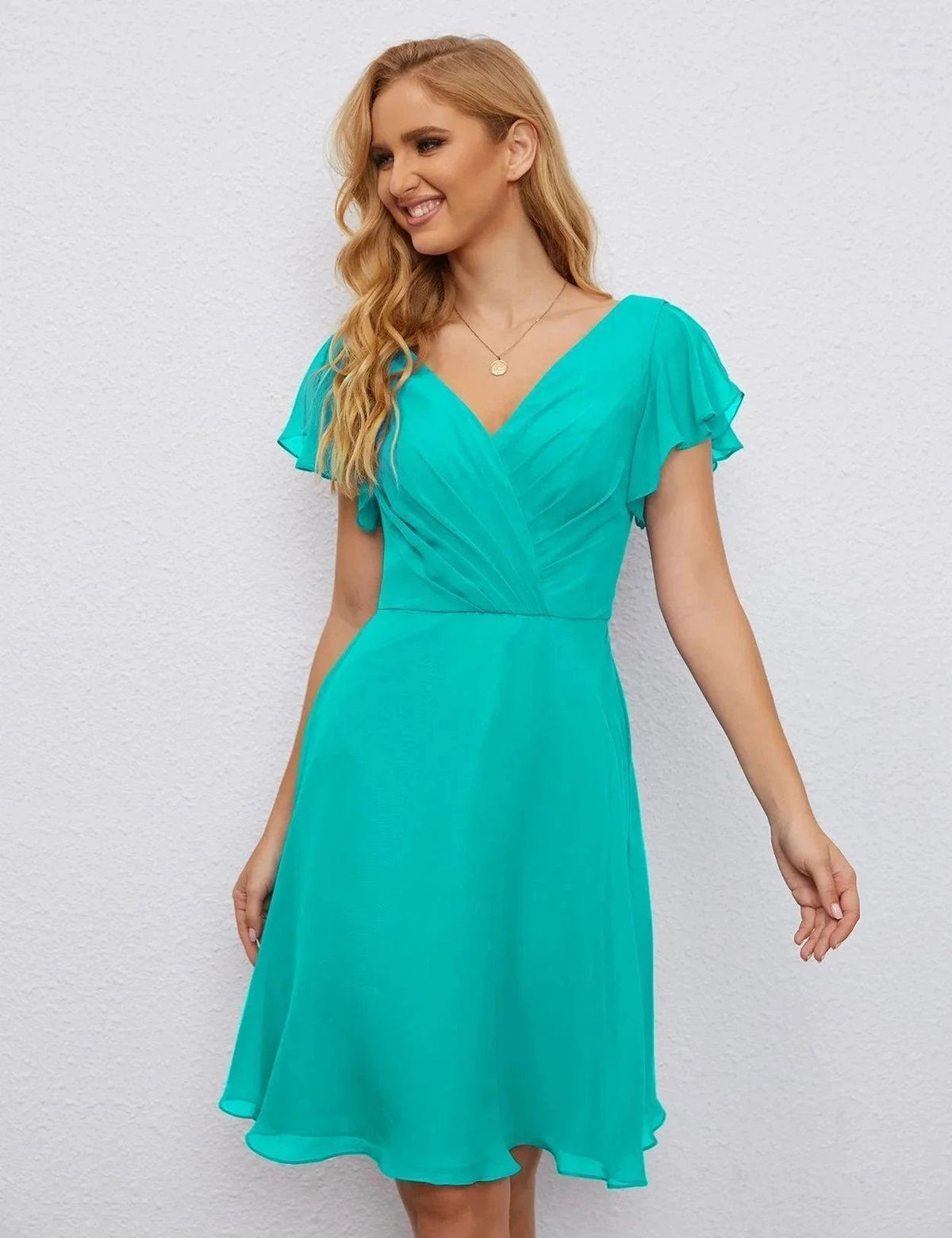 ZapDress U Back Homecoming Dress Formal Prom Dress Knee Length Short Sleeves Cocktail Party Dress 28077 (ZD16953)