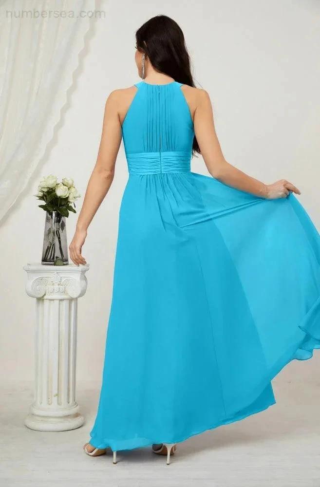 ZapDress Formal Party Gown Dress Chiffon Halter Long Sleeveless Bridesmaid Dresses 2802 (ZD16960)