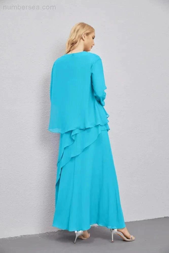 Mother of Bride Dresses with Open Front Lightweight Cardigan Formal Prom Gown  28081 (ZD16990)