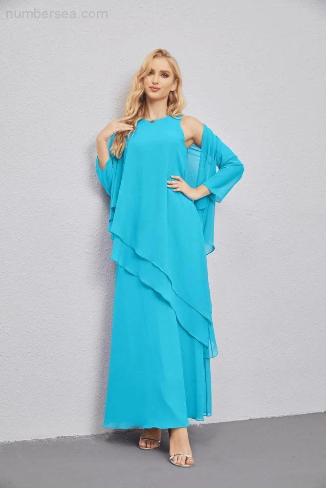 Mother of Bride Dresses with Open Front Lightweight Cardigan Formal Prom Gown  28081 (ZD16990)