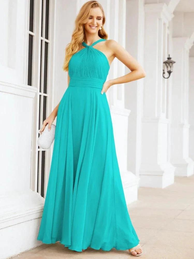 Numbersea Crisscross Halter Bridesmaid Dresses for Party Wedding Evening Prom Maxi Ball Gowns 28053 by numbersea