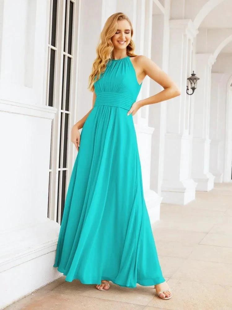 Numbersea Keyhole Bridesmaid Dresses Sleeveless Formal Evening Party Prom Gowns 28043 by numbersea