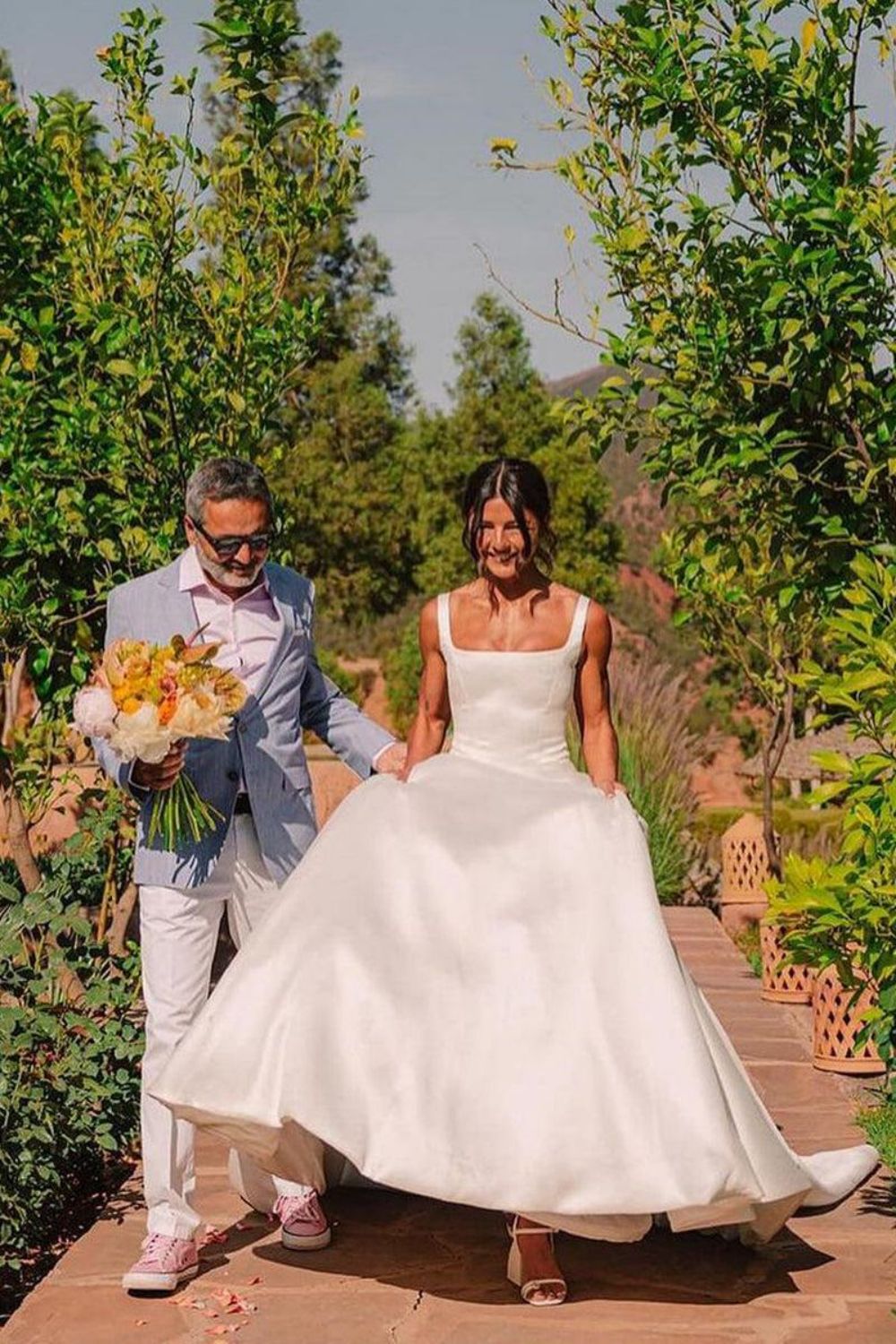 Elegant A Line Square Neck White Bridal Dress with Bowknot