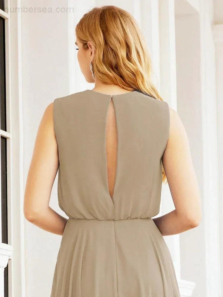 ZapDress Sleeveless Long Bridesmaid Dress A line Formal Evening Prom Gown 28025 (ZD17053)