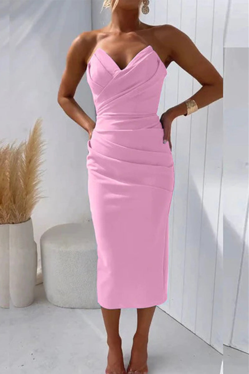 Sexy Formal Solid Fold V Neck Evening Dresses(8 Colors) - View 6 | VelvetHem