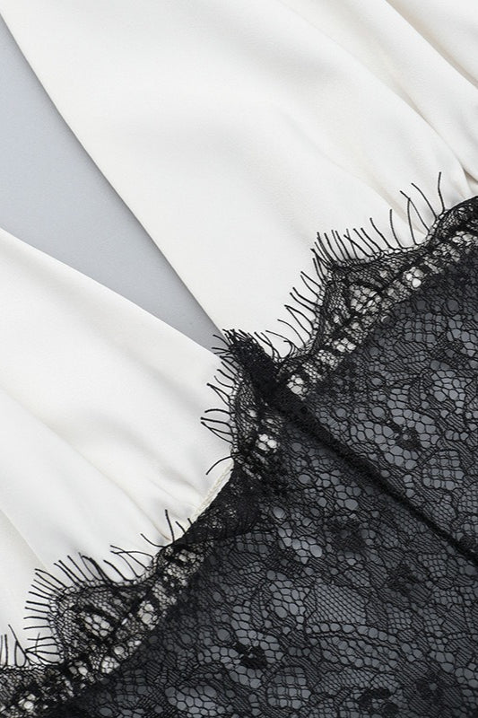 V Neck Backless Lace Dress - View 7 | VelvetHem