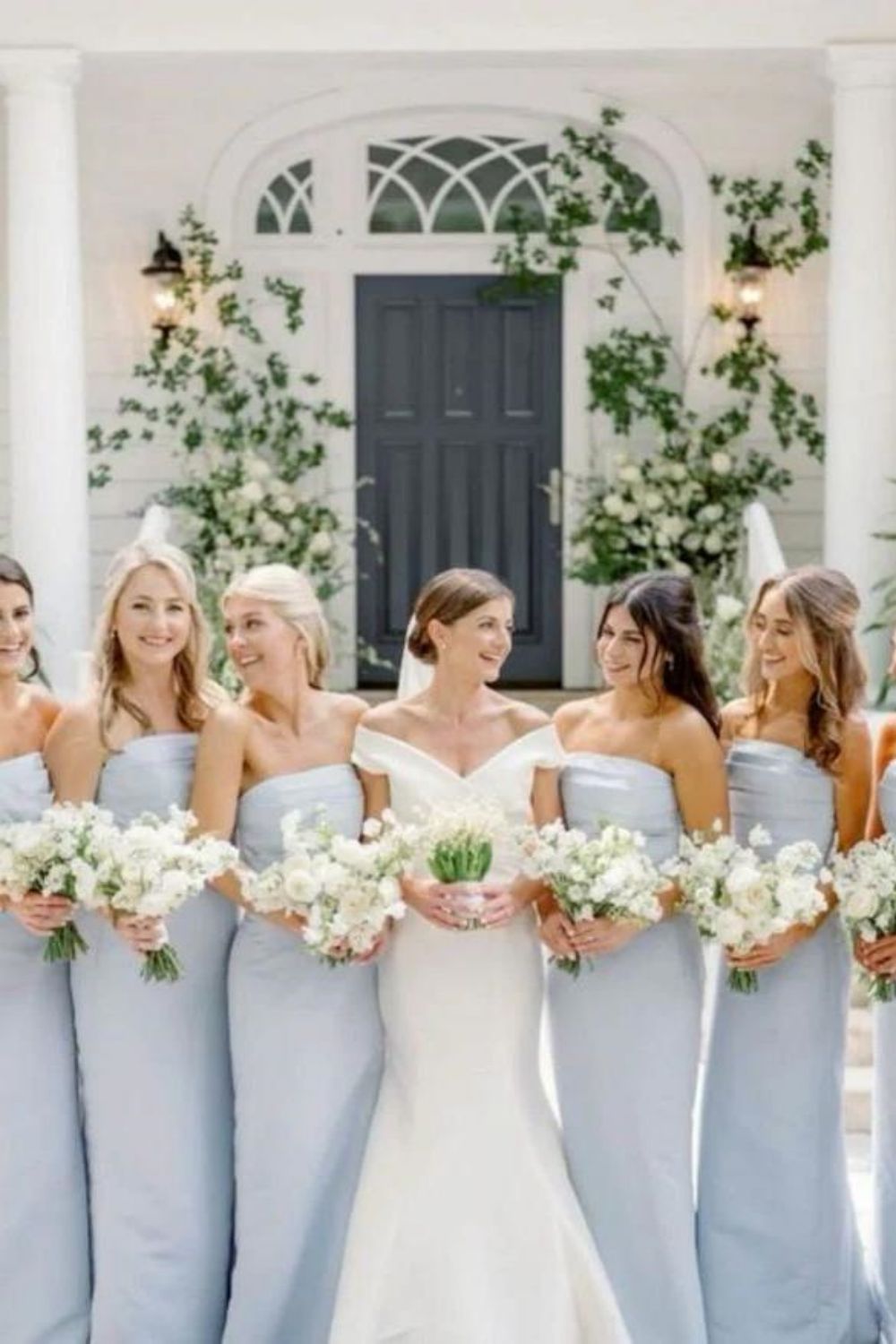 Elegant Mermaid Strapless Blue Long Bridesmaid Dress with Ruched