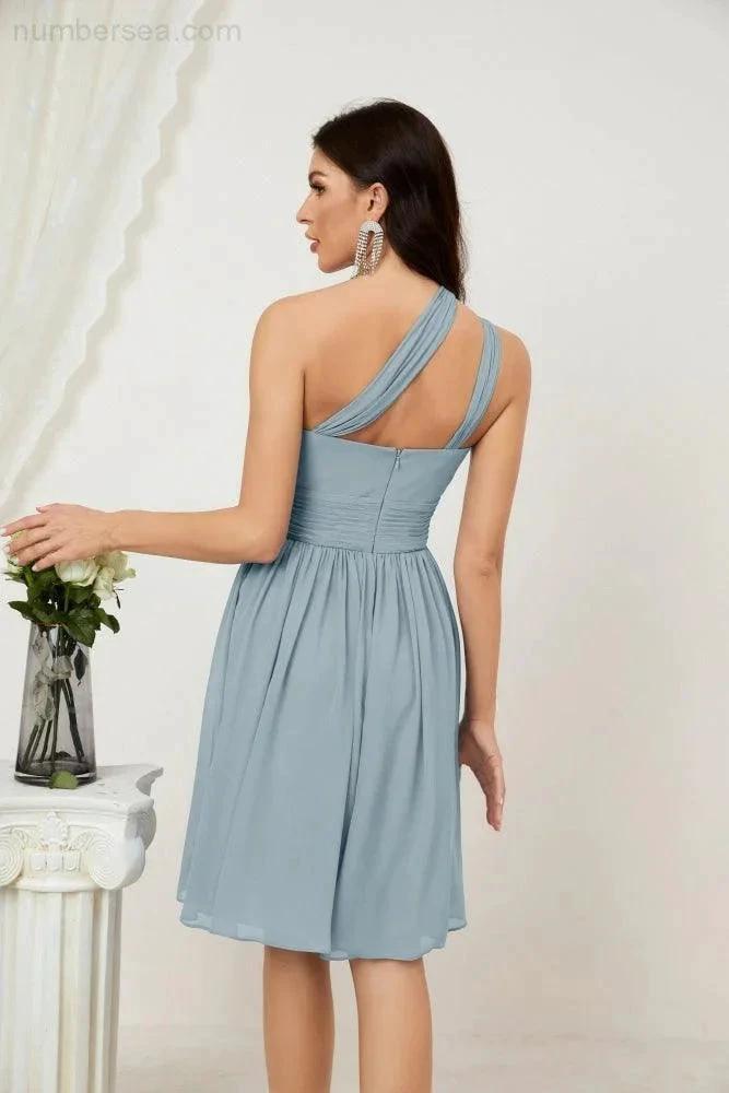 ZapDress Women Chiffon Short One Shoulder Bridesmaid Dress Formal Dresses for Party Homecoming  2804 (ZD16948)