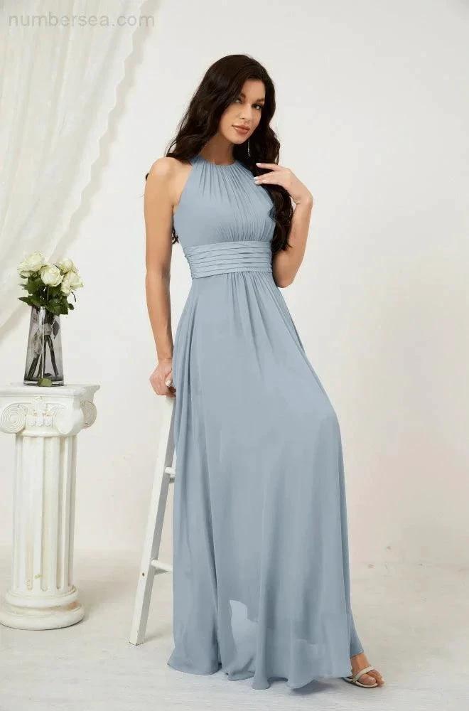 ZapDress Formal Party Gown Dress Chiffon Halter Long Sleeveless Bridesmaid Dresses 2802 (ZD16960)