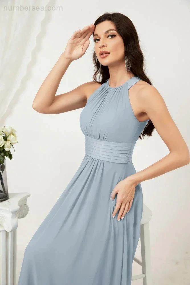 ZapDress Formal Party Gown Dress Chiffon Halter Long Sleeveless Bridesmaid Dresses 2802 (ZD16960)