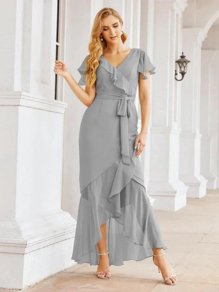 Numbersea Ruffled Bridesmaid Dresses Mermaid Formal Violin Evening Party Prom Gowns 28042 by numbersea