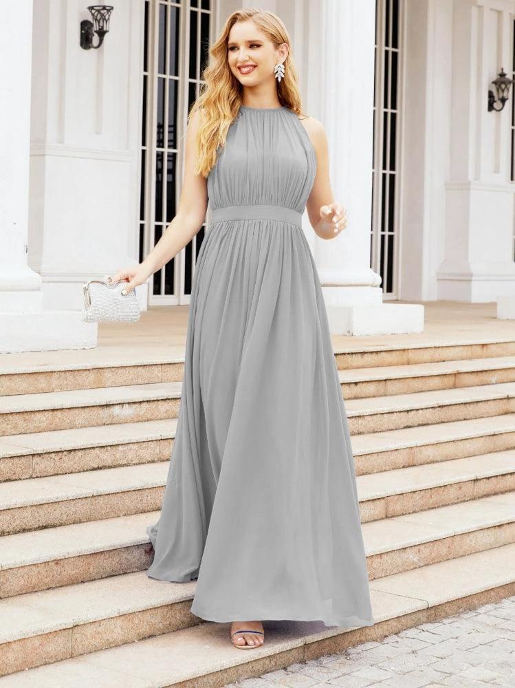 Numbersea Halter Bridesmaid Dress Empire Waist Formal Evening Prom Gown for Mother of The Bride 28030 by numbersea