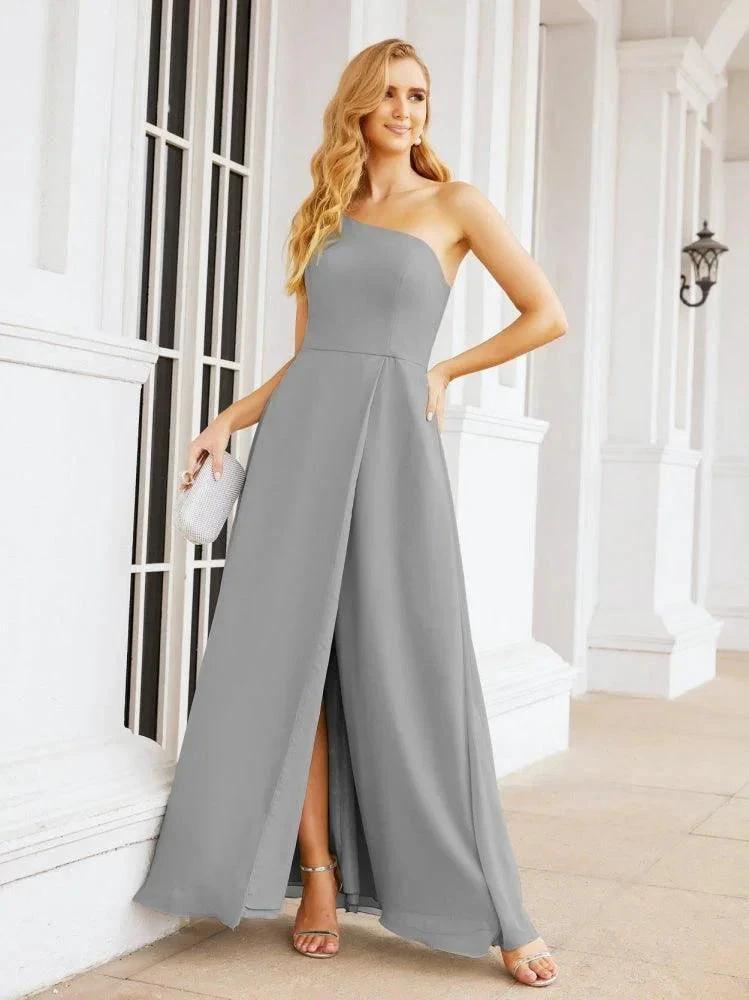 Numbersea Women's One Shoulder Formal Prom Gowns for Mother of The Bride Side Slit Bridesmaid Dresses 28052 by numbersea