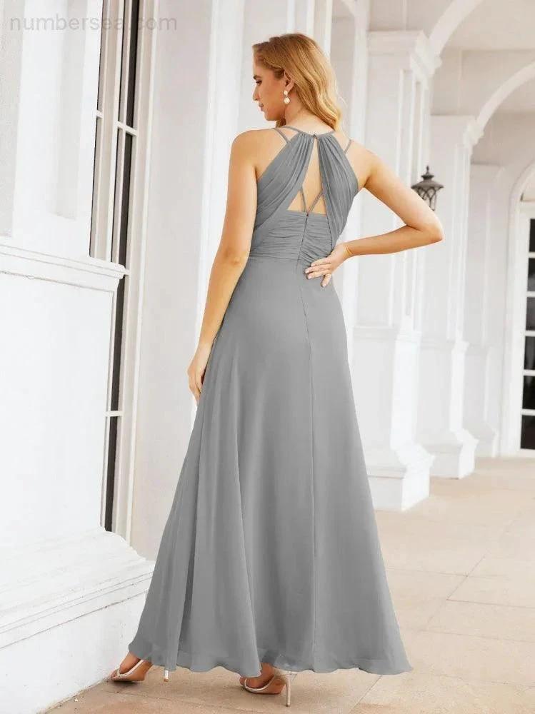 ZapDress Double Spaghetti Straps Bridesmaid Dresses for Women Long Formal Party Dress Side Split 28051 (ZD17036)