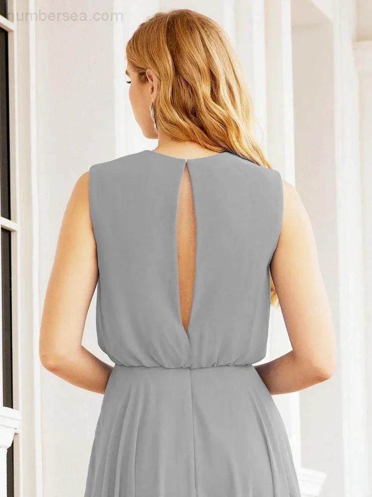 ZapDress Sleeveless Long Bridesmaid Dress A line Formal Evening Prom Gown 28025 (ZD17053)