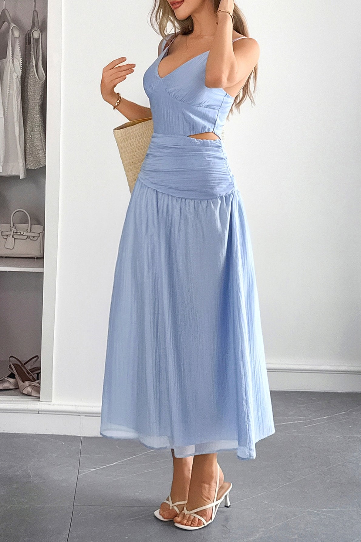 Chic Deep V Waist Work Dress - View 5 | VelvetHem