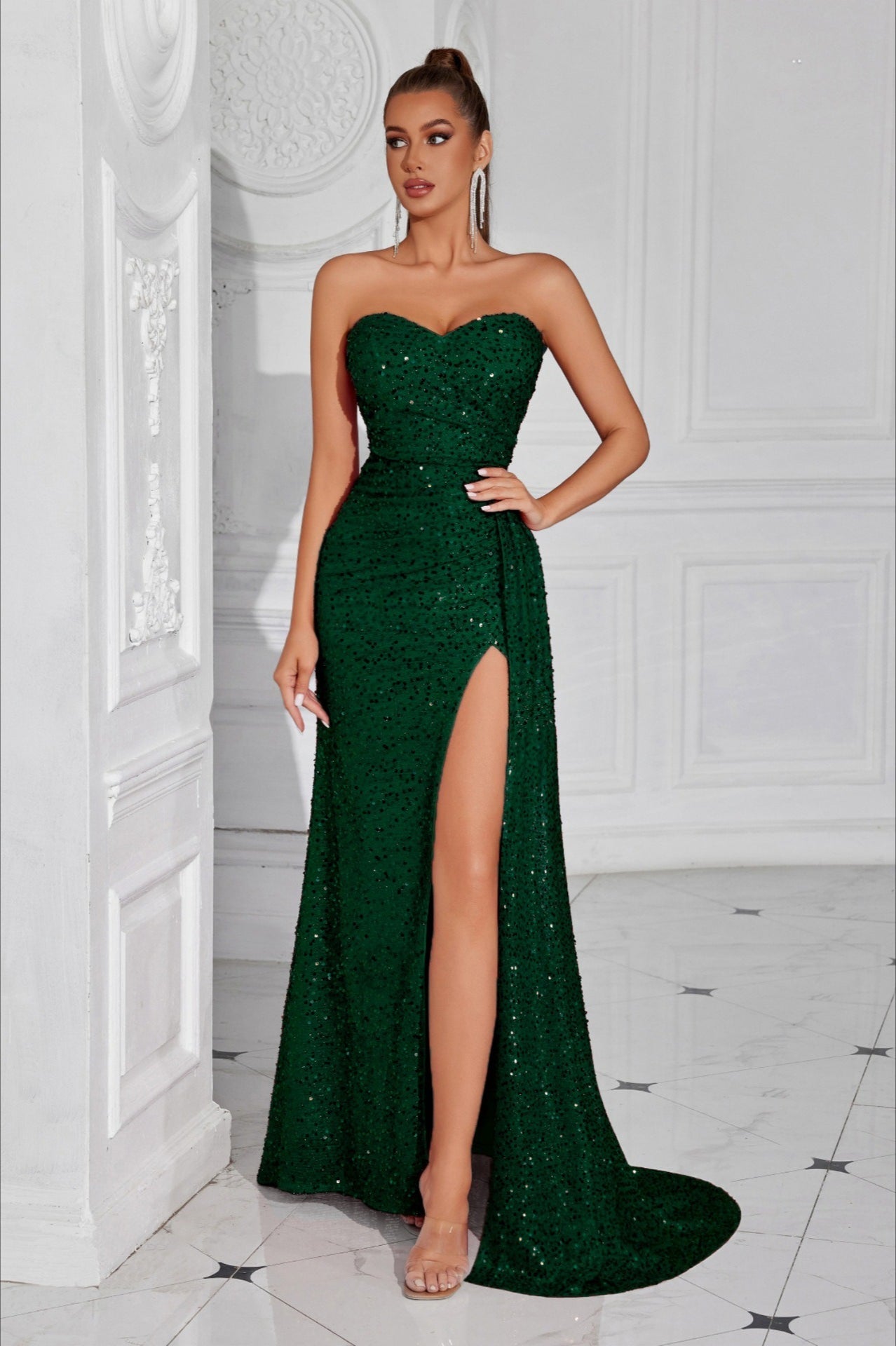 Strapless Split Maxi Urban Dress for Boutique Fashion Look
