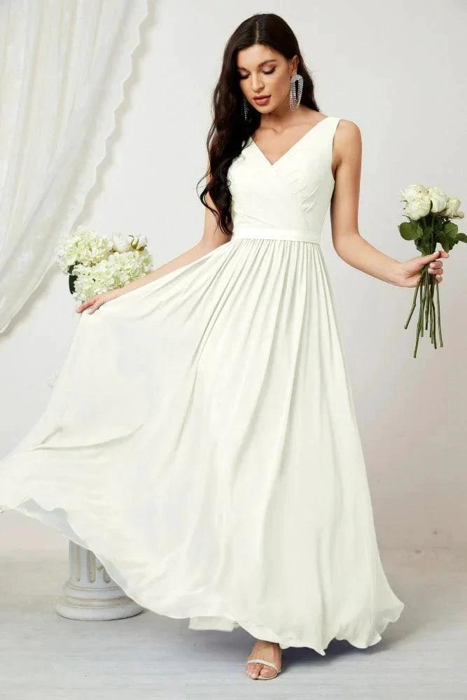 Women's Chiffon Long Bridesmaid Dresses A line Sleeveless Formal Prom Gown for Evening Party Homecoming Dresses 2808 by numbersea