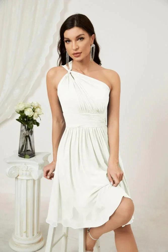 Numbersea Women Chiffon Short One Shoulder Bridesmaid Dress Formal Dresses for Party Homecoming 2804 by numbersea