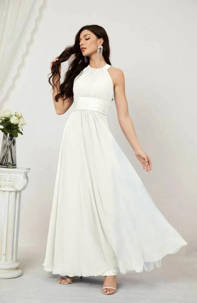 Numbersea Formal Party Gown Dress Chiffon Halter Long Sleeveless Bridesmaid Dresses 2802 by numbersea