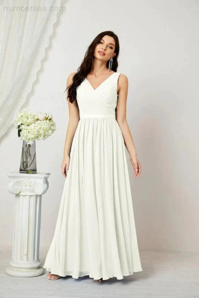 Women's Chiffon Long Bridesmaid Dresses A line Sleeveless Formal Prom Gown for Evening Party Homecoming Dresses 2808 (ZD16947)